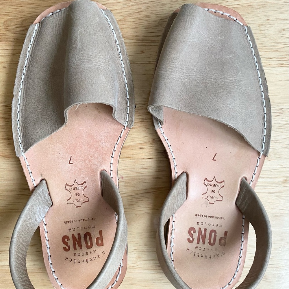 PONS Taupe Leather Sandals NEW unworn